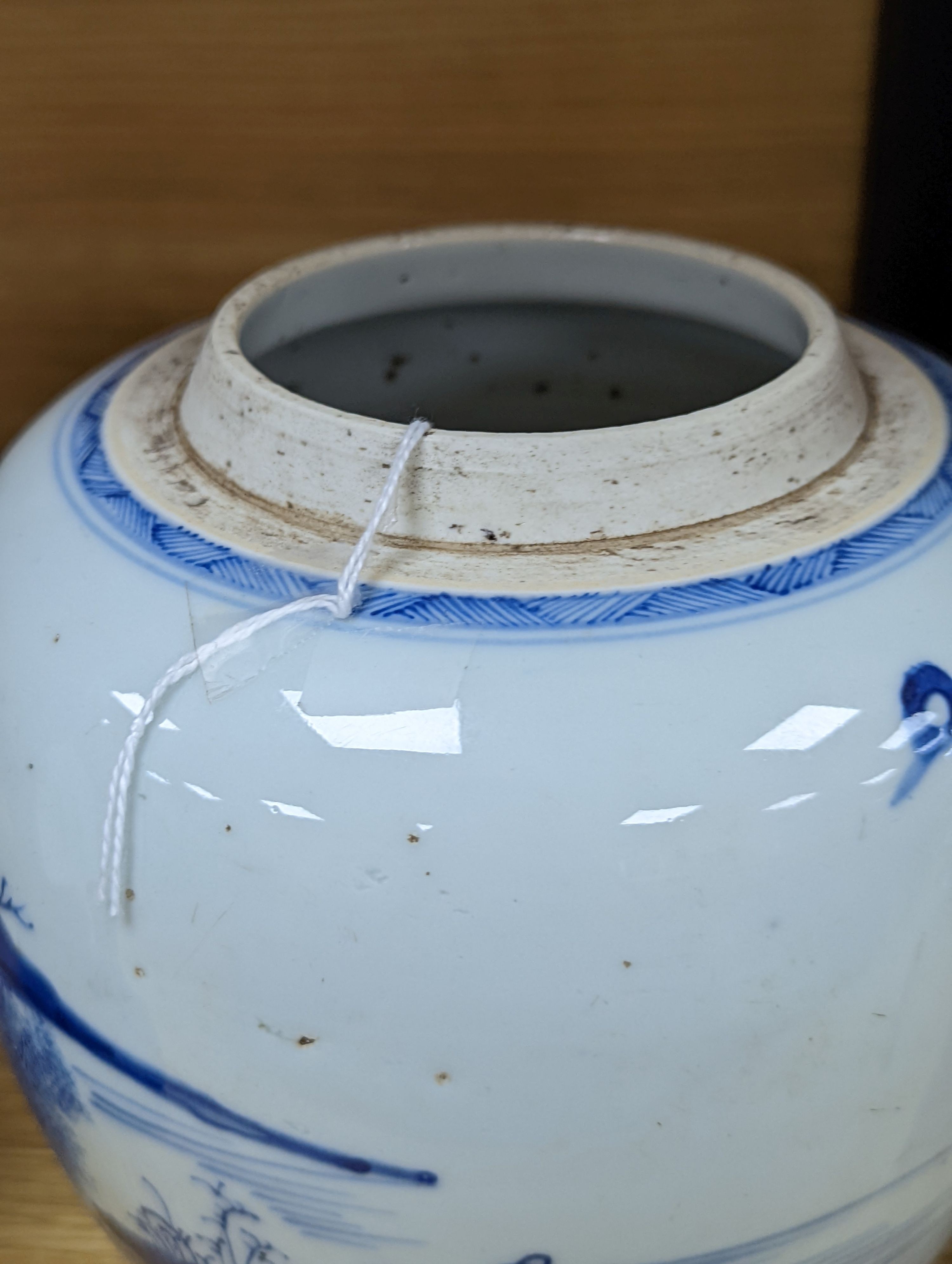 An 18th century Chinese blue and white ginger jar, 18cm